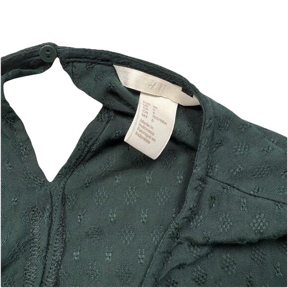 H&M Green Blouse Viscose Long Sleeve Elastic Top Blouse Women’s Size 6 (291) - Picture 7 of 8